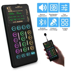 Portable Handheld Sound Card Set for Podcasting Audio mixer console Bluetooth connection DJ Mixer Voice changer Broadcasting Outdoor Living Singing Recording Gaming Live streaming sound card