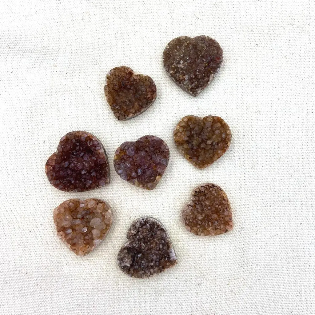 Red Calcite Druzy Heart