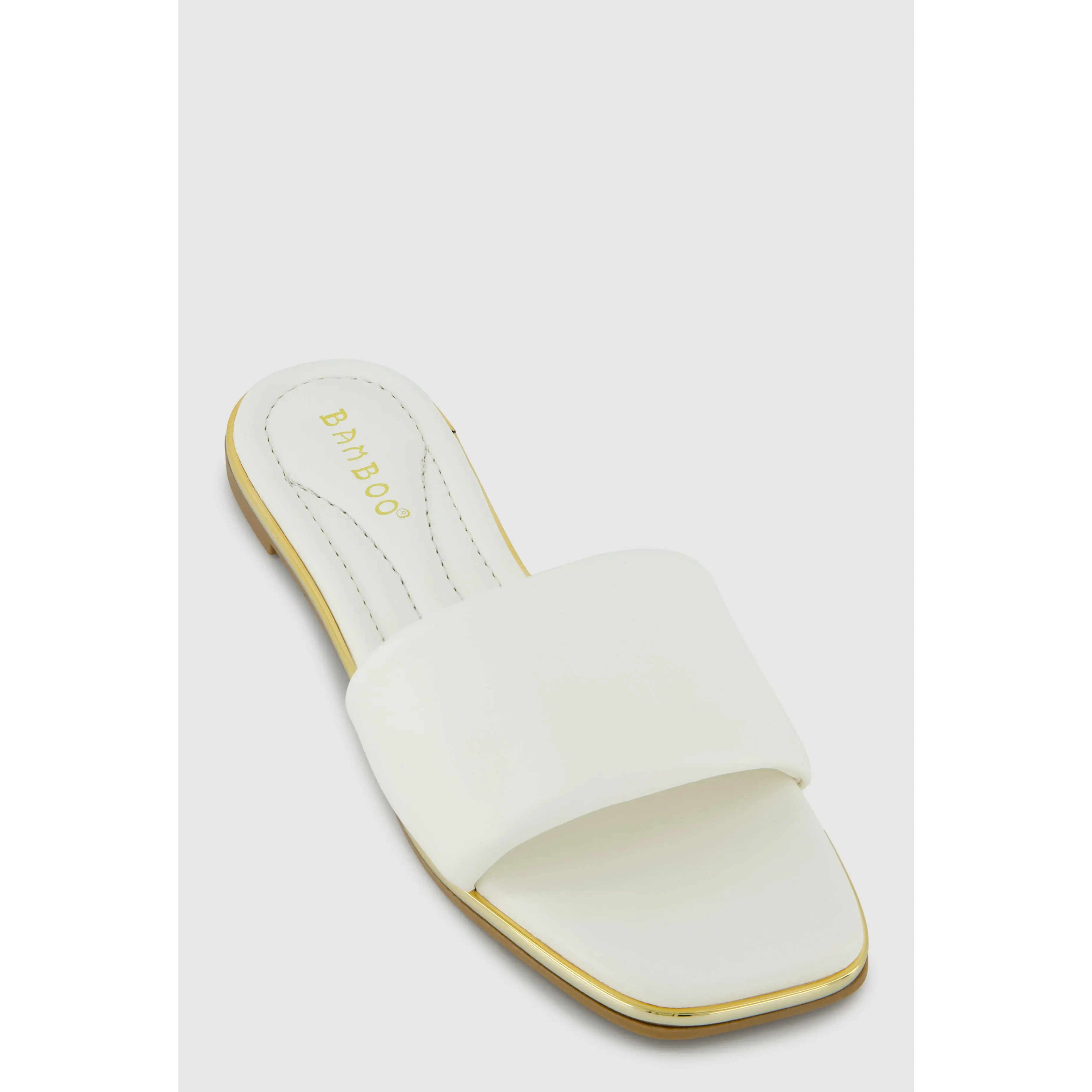 Metallic Trim Single Band Slide Sandals