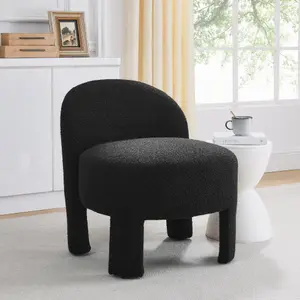 Hoop gauze lounge chair with soft cushion and backrest, need to be assembled, suitable for living room/bedroom/dining room -- BLACK(24.5"*28.75"*28.75") - W487P207811