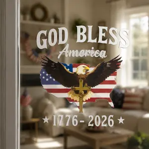 2 Pack God Bless America Car Window Decal - Waterproof Vinyl Sticker with 1776-2026 USA 250th Anniversary Cross, USA Map, Flag - 4th of July Patriotic Decor for Cars, Trucks