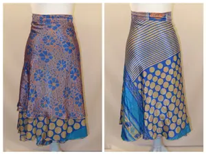 Plus Size Midi Saree Wrap Skirt Handcrafted from Upcycled Indian Sarees Eco-conscious Fashion Adjustable Flattering Fit Limited Edition Designs