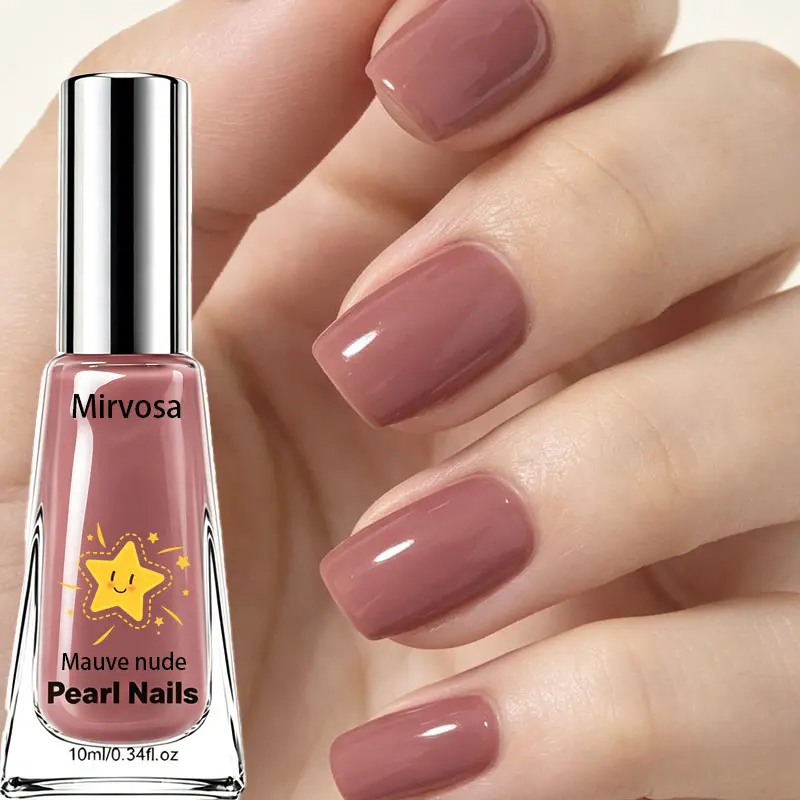 Long-Wear Mauve Nude Nail Lacquer - Shiny Gloss, Chip-Resistant Essential for Work, Wedding, Casual Use | Nail Art & Care