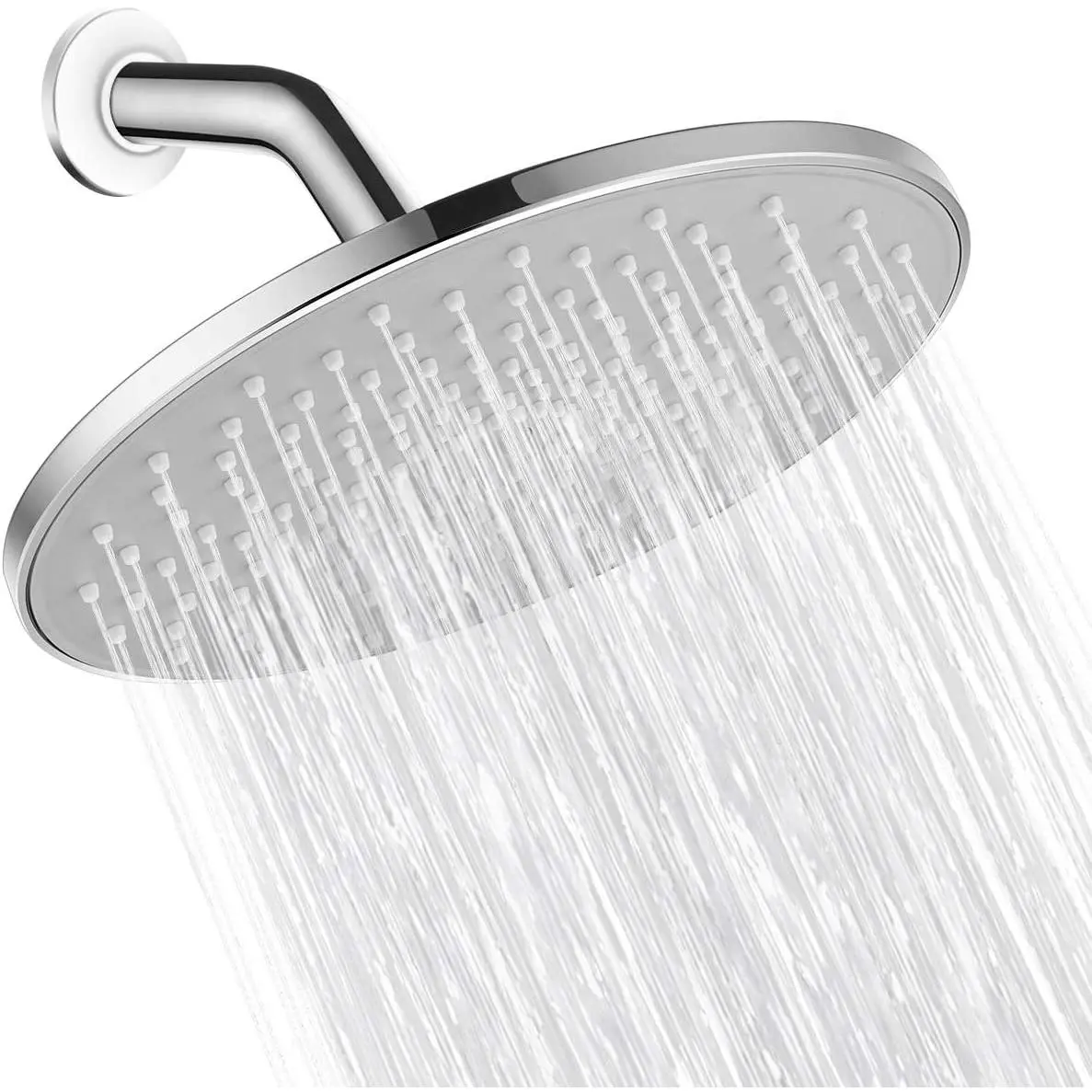 Waterfall Showerhead  High  Showerhead - Tool Free Installation- with Large Spray Surfaces and 200 Nozzles for Delicate and Unstimulate Shower Experience (EM-001 Chrome/Light Grey)