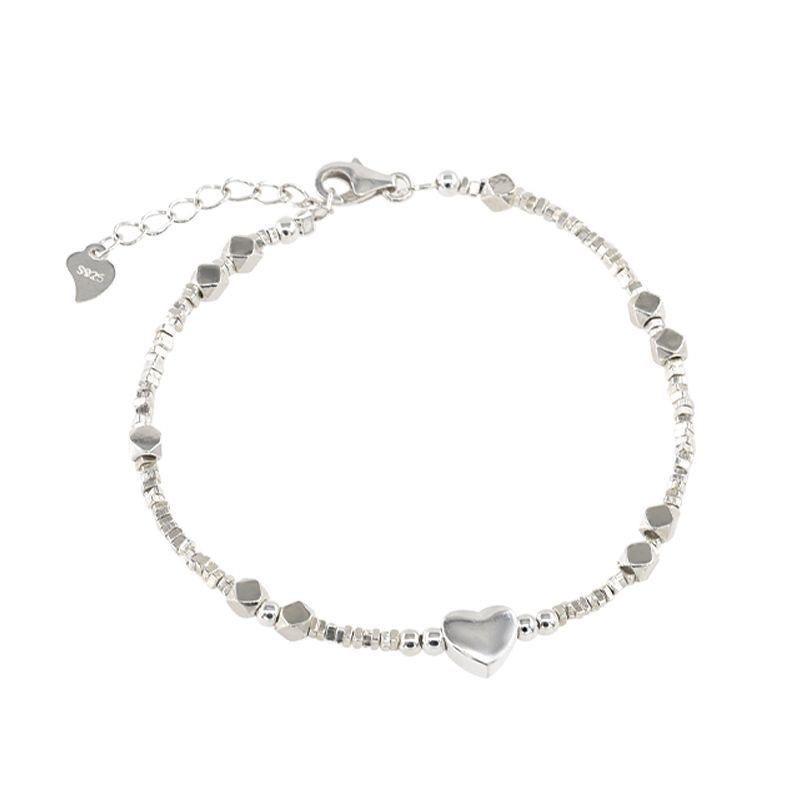 Women's Elegant Broken Silver Charm Bangle with Love Square Tag - Light Luxury Costume Jewelry, Love Theme Birthday Gift Ideas for Female, Jewelry Stack Accessory
