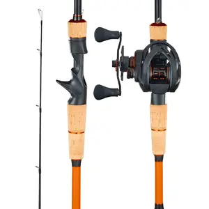 VEVOR Rod and Fishing Reel Combo, IM7 Carbon Fiber Baitcasting Rod and Reel Combo, Bass Fishing Pole with 7+1 BB System, 7.0: 1 Gear Ratio, Cork Handle, Stainless Steel Guides with Ceramic Rings