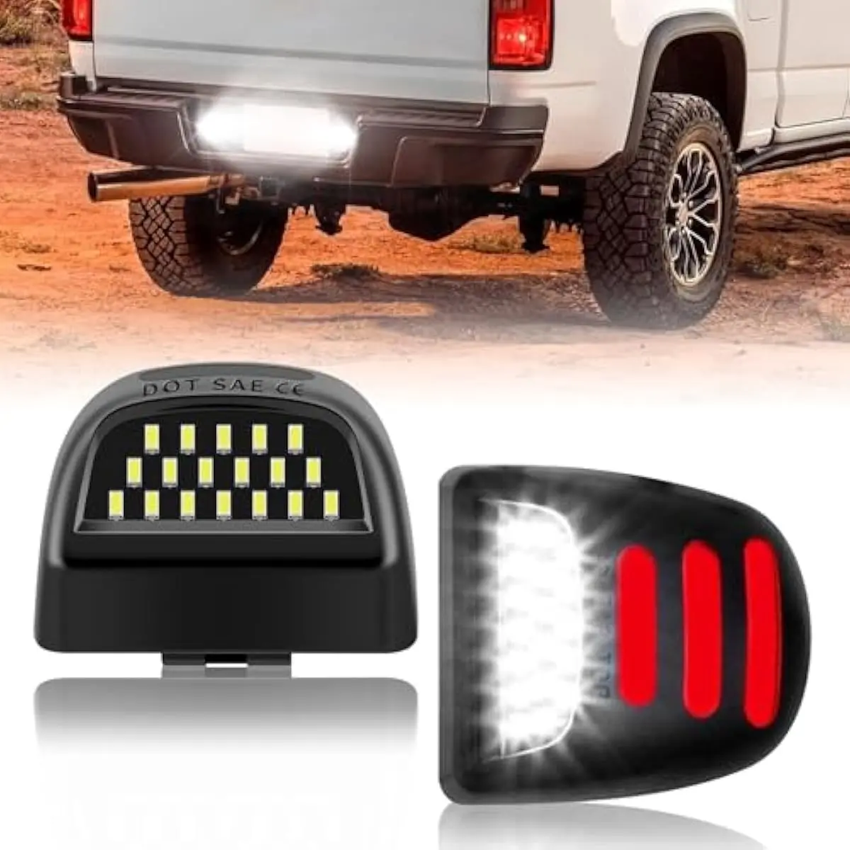 LED License Plate Lights Assembly OLED Neon Tube 2Pcs 6000K White For Chevy Silverado Tahoe GMC Sierra 1500 2500 3500 Pickup Truck