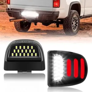 LED License Plate Lights Assembly Red OLED Neon Tube 2Pcs 6000K White For Chevy Silverado Tahoe GMC Sierra 1500 2500 3500 Pickup Truck