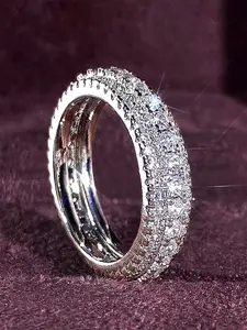 Women's Elegant Copper Ring, Artificial Zircon Jewelry for Wedding Engagement Anniversary Party Gift, Wedding Promise Rings, All Season Accessory