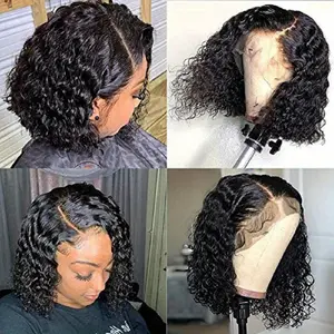 Wholesale 2025 NEW 150 Density Glueless Wigs - Water Wave Wig 14Inch Deep Wave Curly Bob Wig Lace Frontal Wigs - Human Hair - For Women - Suitfor Daily Wear & Special Occasions - Perfect Gift for Birthday & Holidays