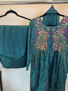 New 3pcs Silk Farshi shalwar Pakistani / Indian dress formal wear S38