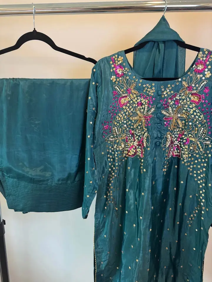 New 3pcs Silk Farshi shalwar Pakistani / Indian dress formal wear S38