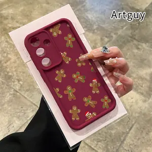 Gingerbread Joy Parade Pattern TPU Phone Case Compatible with Samsung Galaxy S23 Ultra S24 Plus S25 S22+ Shockproof Drop Protection Rugged Durable Silicone Cover Cellphone Protective Casing