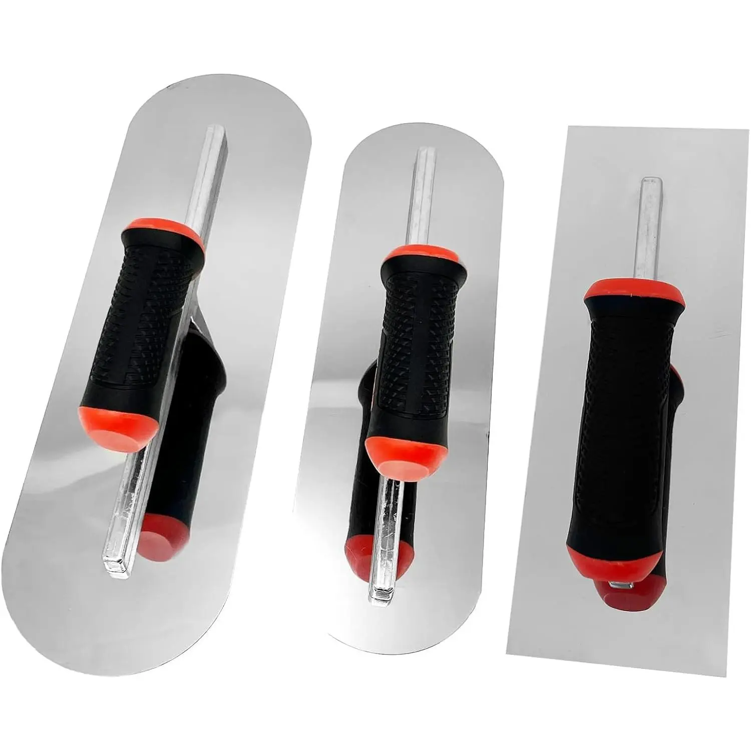 3-Pack Concrete Masonry Hand Tool Kit - 1 Stainless Steel Flat Finishing Trowel, 2 Pool Trowels for Drywall Cement Plastering, Home Repair Tools