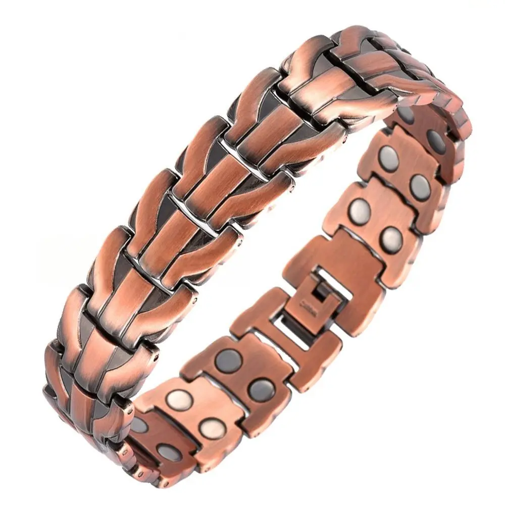Copper Magnetic Bracelet for Men, 99.99% Pure Copper Link Bracelet, Adjustable Men's Jewelry Gift for Dad Husband