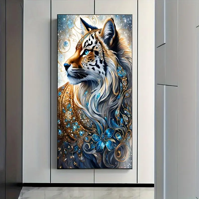 Tiger Pattern DIY Diamond Arts Colorful Painting Kit without Frame, 5D Diamond Decor Painting Kit, DIY Wall Art Decor