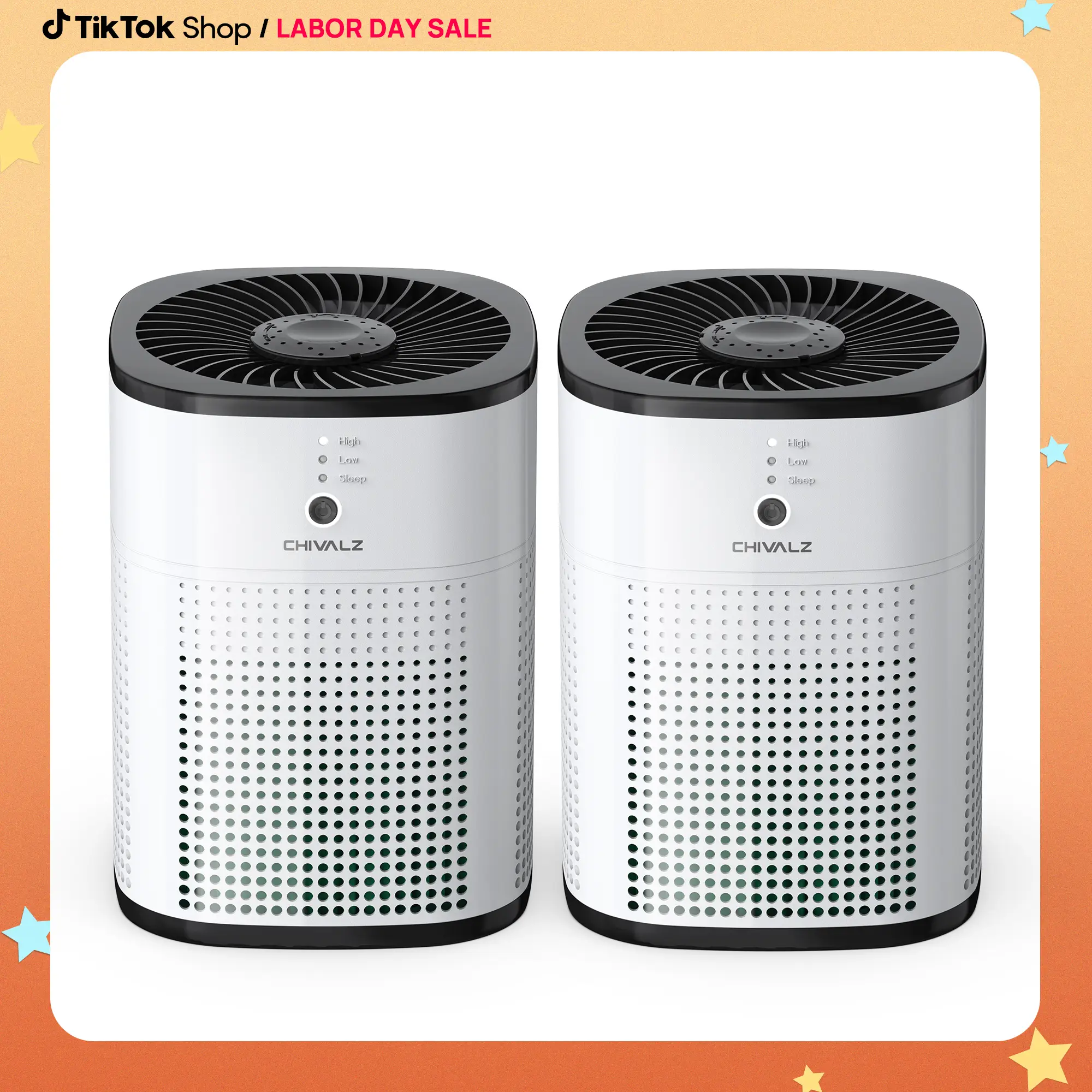 Chivalz 2-Pack HEPA Air Purifiers for Bedroom/Office/kitchens, Portable Air Cleaner for Pets Allergies and Virus/smoke,Quiet sleep#TikTokShopBacktoSch