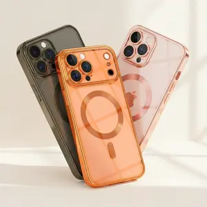 Magnetic MagSafe-Compatible Crystal Hybrid Smartphone Case - TPU Silicone Plated Protective Shockproof Cover with Camera Lens Cover, Durable Handheld Wireless Accessory for iPhone 17 Pro Max,16,15,14,13, Women's Mother's Day Gift#SummerVibes summerwins