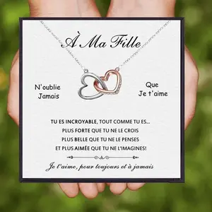 Gifts for Fille Necklaces, Daughter France Pendant, Necklace to My Mum Dad, Gift Crystal Necklace, Daughter Jewelry in Spanish