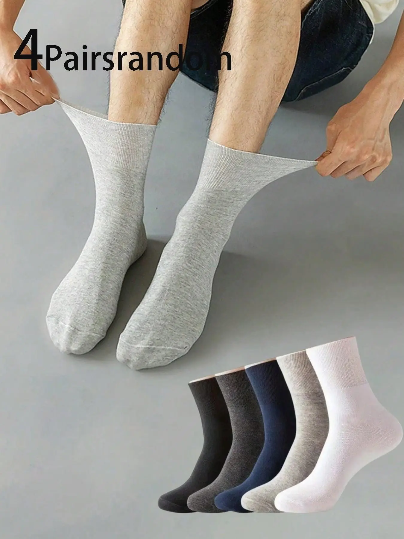 5 Pairs Men's Socks, Comfortable Loose Fit Mid-Calf, Sweat-Wicking Odor-Resistant, Warm Long Cuff, Casual Sports Socks for Daily Wear