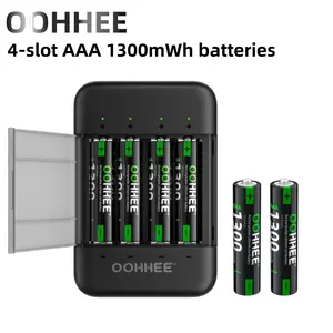 NEW 4pcs 1.5V Rechargeable AAA Lithium Batteries 1300mWh + Charging Storage Box