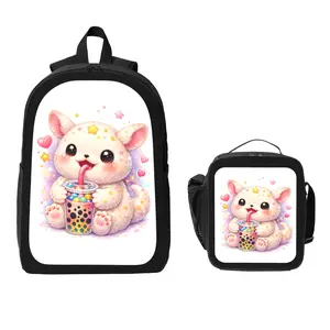 Cute Adorable Dog Puppy Backpack and Lunch Bag Set Bundle Large Capacity Backpack with Insulated Lunch Tote Lightweight Durable Water Resistant Multi Pocket Design Comfortable Shoulder Straps Travel Daily Use Organizer Stylish Matching Set Unisex