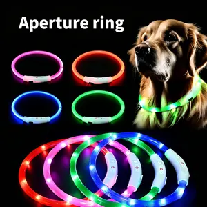 Freely cuttable pet LED light-up collar - suitable for pets running at night, rechargeable, long battery life, three lighting modes