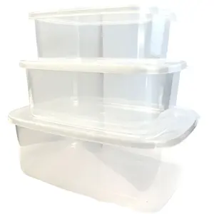 Clear Plastic Storage Containers with Lids, Beads Yarns Toys Craft Supplies Organizer Box, Housewarming Gift for Moms, Pack of 3
