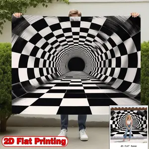 2D flat-banners-1pc Black and white lattice tunnel Theme design-Perfect for home decor, parties, studios, home and garden, outdoor celebrations