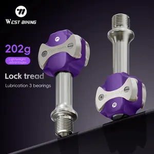 WEST BIKING Lightweight 3 Bearings Bicycle Pedal Aluminum Alloy Road Bike Self-Locking Lollipop Pedal With Cleats