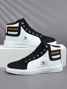 Men's High-Top Casual Shoes, Vintage Classic Military Sports Trainer Sneakers, PU Leather Lace-Up, Thick Sole, Breathable Comfort