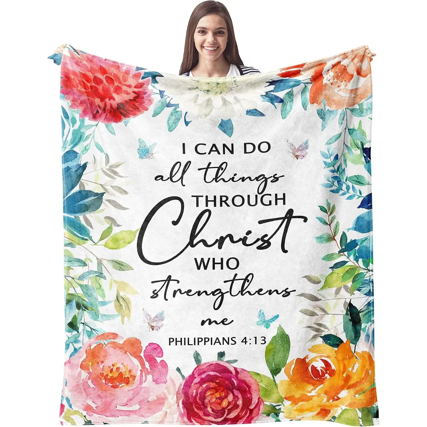Christian Gifts for Women Blanket, Inspirational Religious Gifts for Women Throw Blanket, Catholic Spiritual Gifts for Women, First Communion Gifts for Girls Catholic Blankets Throws Home Bedroom Decor