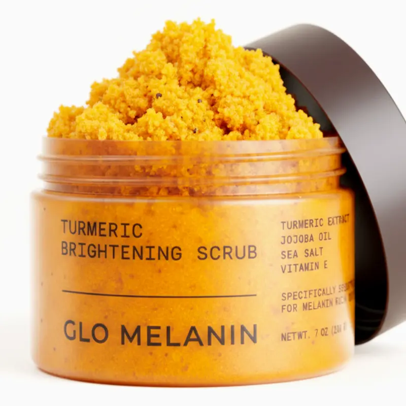 Glo Melanin Turmeric Brightening Scrub for Hyperpigmentation and Exfoliation, w/ Sea Salt & Vitamin E, 200ml
