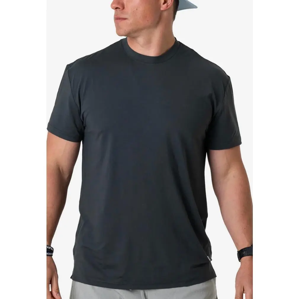Women's Burlebo Go-To Short-Sleeve Plain Tee - Gun Metal Gray, Ultra-Soft Sun-Ready Outdoor Everyday Top, Thin Spandex-Polyester Fabric, Athletic, Anti-Microbial, Odor-Resistant, Moisture-Wick, Quick-Dry, True Size Poly Women's T-Shirts