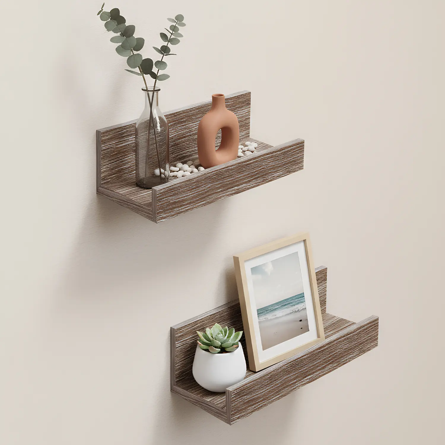 Spaco 10.04in Durable Maple Wooden Wall Shelf - Invisible Brackets, Chic Wall Mount Organizer, Floating Corner Shelf for Home Supplies (Bathroom, Kitchen)