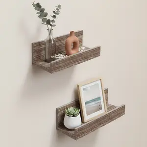 Spaco 10.04" Floating Wall Shelves - Maple Wood Storage Shelves for Bathroom, Bedroom, Kitchen & Living Room (Invisible Brackets, Decorative & Functional for Books & Organization)