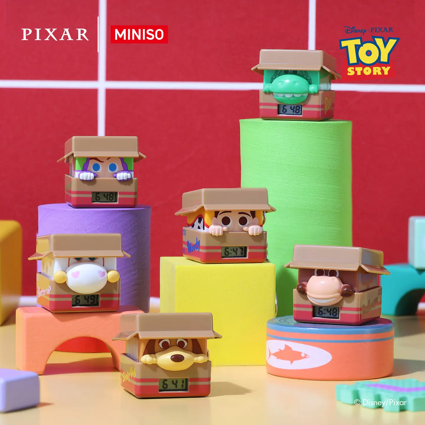MINISO Disney Pixar Toy Story Portable Non-Woven Stress Relief Random Mini Suitcase Blind Box - Unisex Cute Collectibles with Character Print, Press-to-Pop Fidget Feature, Time Display, Desktop Decor, Tv/Movie Character Gift for Fans