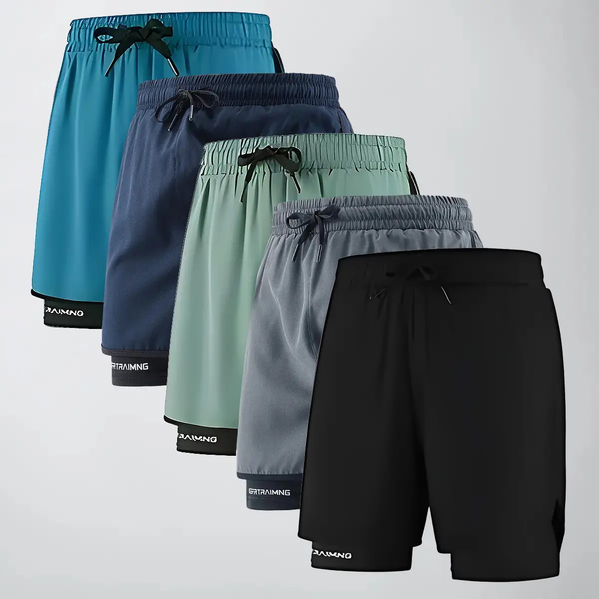 Men's sports shorts with side pockets, elastic waistband, and lightweight stretch fabric, suitable for running and casual wear - compression shorts | Gray running shorts | Fashionable sports shorts | Comfortable fit