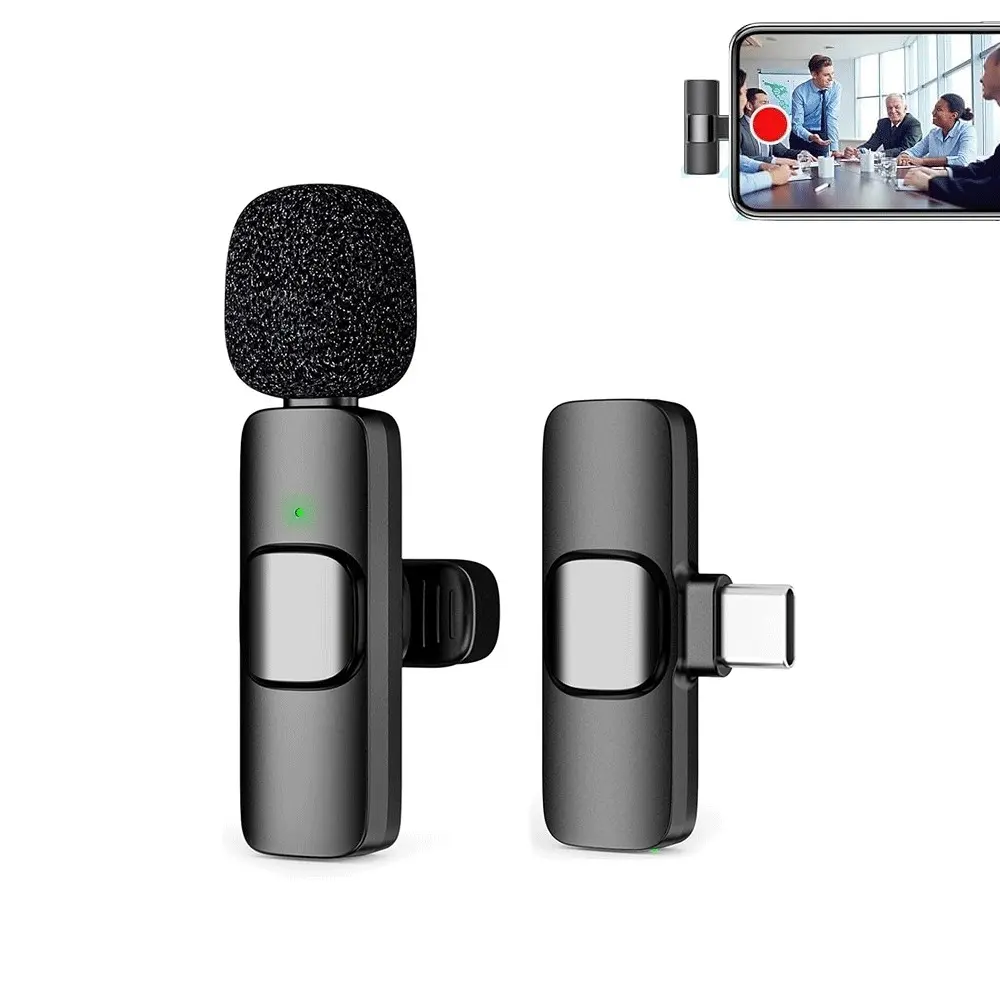 Wireless Lavalier Microphone, Mini Mobile Phone Microphone with Noise Reduction Reverberation Function, Wireless Lapel Microphone for Video Recording, Audio, Live Broadcasting Equipment, Live Streaming Mic, Rechargeable Wireless Mic