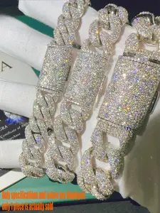 20mm Ice Charm Cuban Chain Hip Hop Premium Style Cuban Chain, mm VVS Full Diamond  Inlaid Hip Hop High Jewelry Ice Crystal Cuban Chain Bracelet, Easter Valentine's Day Gift