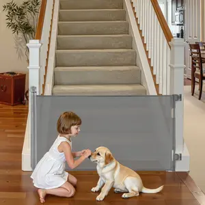 VEVOR Retractable Baby Gate, Extends to 56.3 inch Wide, 31.3 inch Tall, with Security Lock, Easy to Use, Walk Through Without Tripping, Mesh Dog Gate for Stairs, Hallways, Indoor/Outdoor, Gray