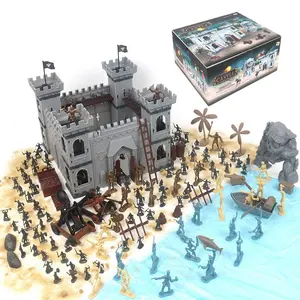 Medieval Castle Knight Toy Soldier Figures Army Men Toys Set, The Medieval Times Middle Ages DIY Castle Building Toy Piracy Knight Action Figurines with with 20 Piracies, 12 Soldiers