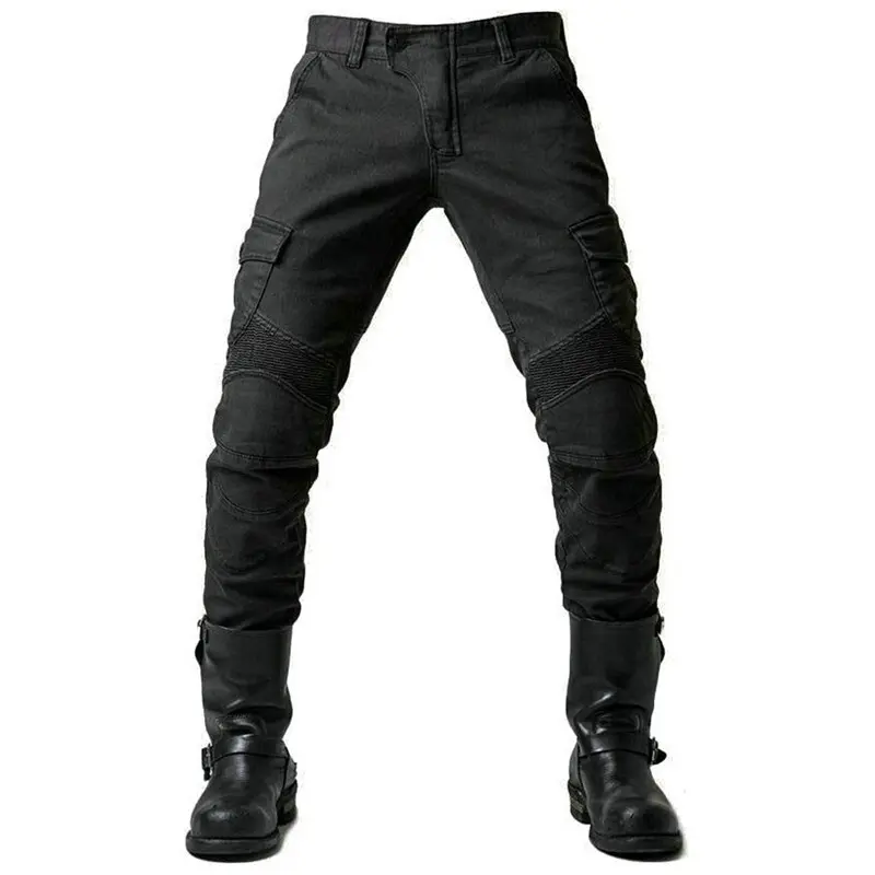 Men's Punk Style Cargo Work Pants, Long Cotton Tight Fit Trousers for Casual Streetwear and Motorcycle Riding, Menswear, Pockets, Low Waist, Fabric, Four Seasons