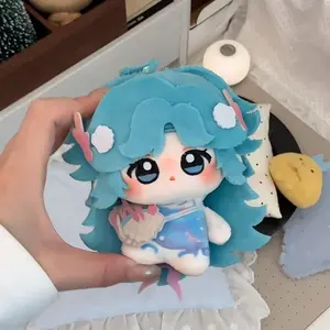 Kawaii Blue Hair Mermaid Plush Keychain Cute Chibi Ocean Plush Doll Bag Charm Pendant for Backpack
