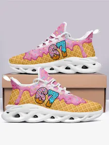 Men’s Casual Low-Top Fashion Trend Shoes Six Seven Ice Cream Cartoon Print Lightweight Comfortable PLUS SIZE