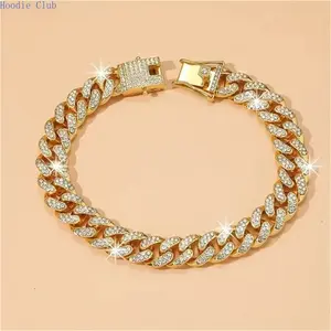 UVPYRUX Iced Out Miami Gold Plated Cuban Link Bracelet, Hip Hop Prong-Set CZ Diamond Bling Bracelet & Anklet, Unisex Jewelry with Gift Box, Perfect for Streetwear, Party, Birthday & Holiday Gifts for Men Women Folding Pocket Multi-Tool Line Cutter outdoor