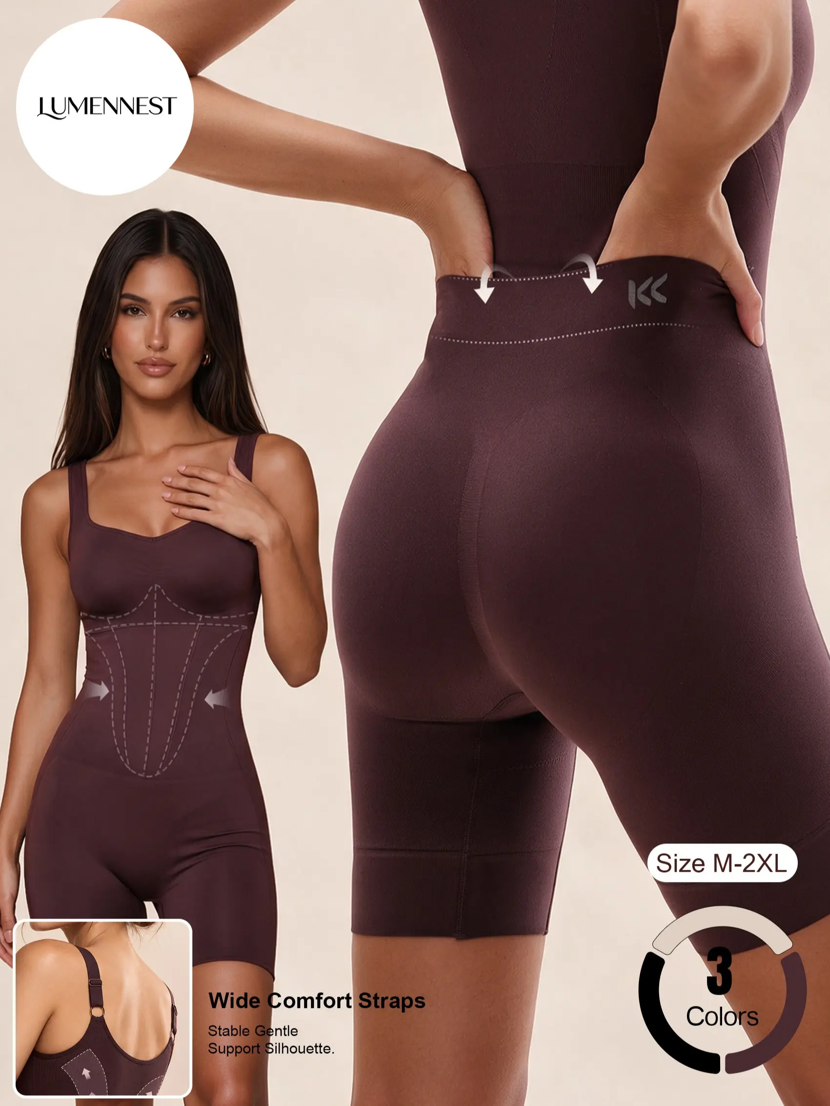 Katch Me Chic Women's Sporty Adjustable Strap Core Support Playsuit, Open‑Back Design, Solid Color 4-Way Stretch Moisture-Wicking Activewear, Lightweight Figure Flattering Quick-Drying Gymclothing #TikTokMadeMeBuyIt #CurvyOutfits