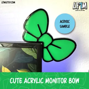 Kawaii Acrylic Monitor Bow Set | Decorations for Gamers and Streamers | PC Gaming Accessories