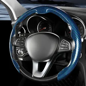 Car Steering Wheel Cover, Carbon Fiber Pattern Non-slip Elastic Car Steering Wheel Cover, Car Interior Decoration Accessories for Women & Men, Automotive Car Steering Wheel Insert Accessories, Car Interior Kit