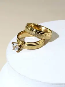 1 Pair Stainless Steel Couple Rings with Sandblast Texture – Matching Wedding, Promise & Anniversary Rings
